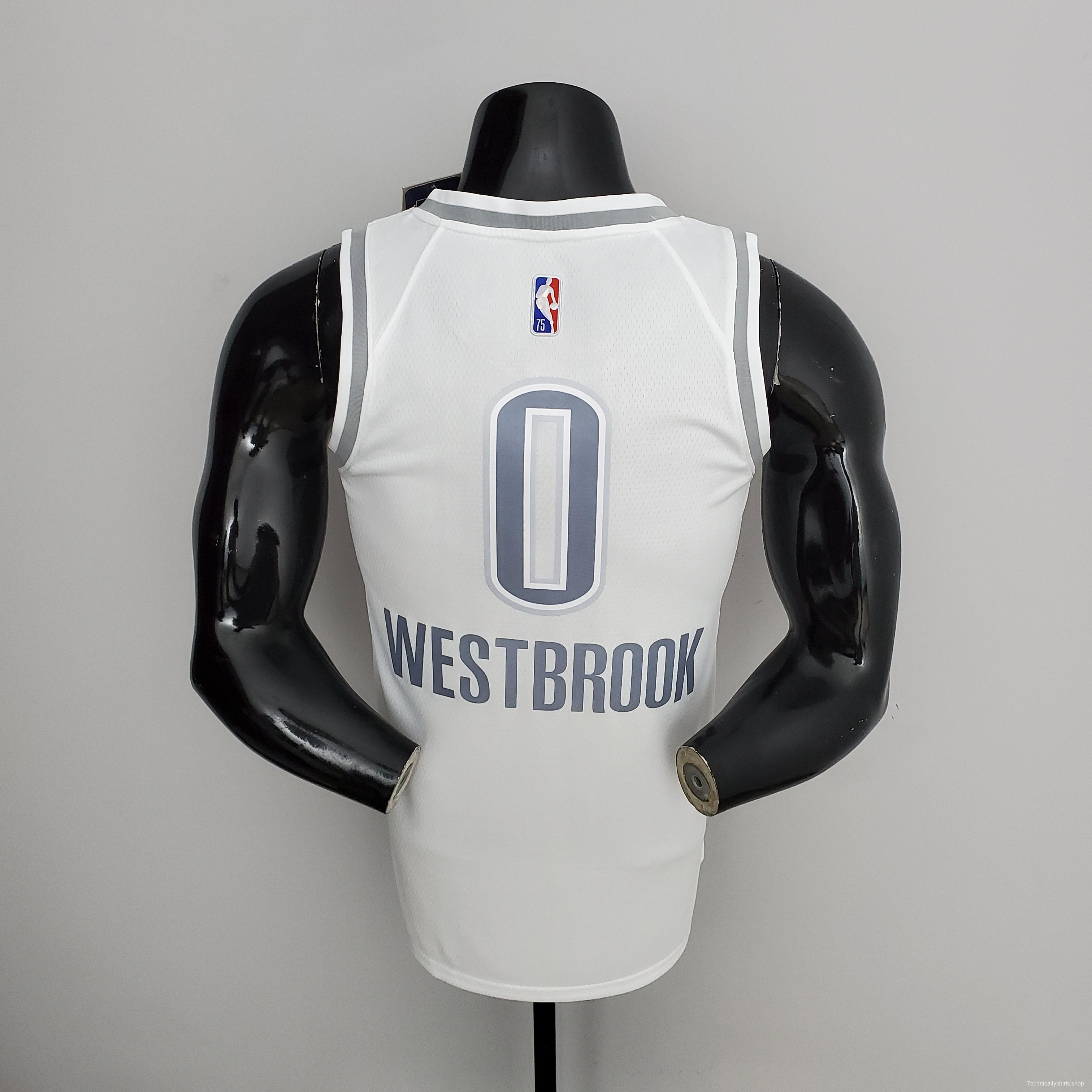 75th Anniversary 2202 Season Oklahoma City Thunder WESTBROOK#0 City Edition White NBA Jersey