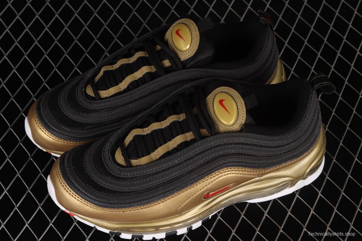 NIKE Air Max 97 SE bullet black gold matching air cushion running shoes AQ4137-200