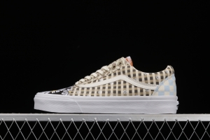 Vans Old Skool PEACEMINUSONE small chrysanthemum plaid low-top casual board shoes VN0A702J4201