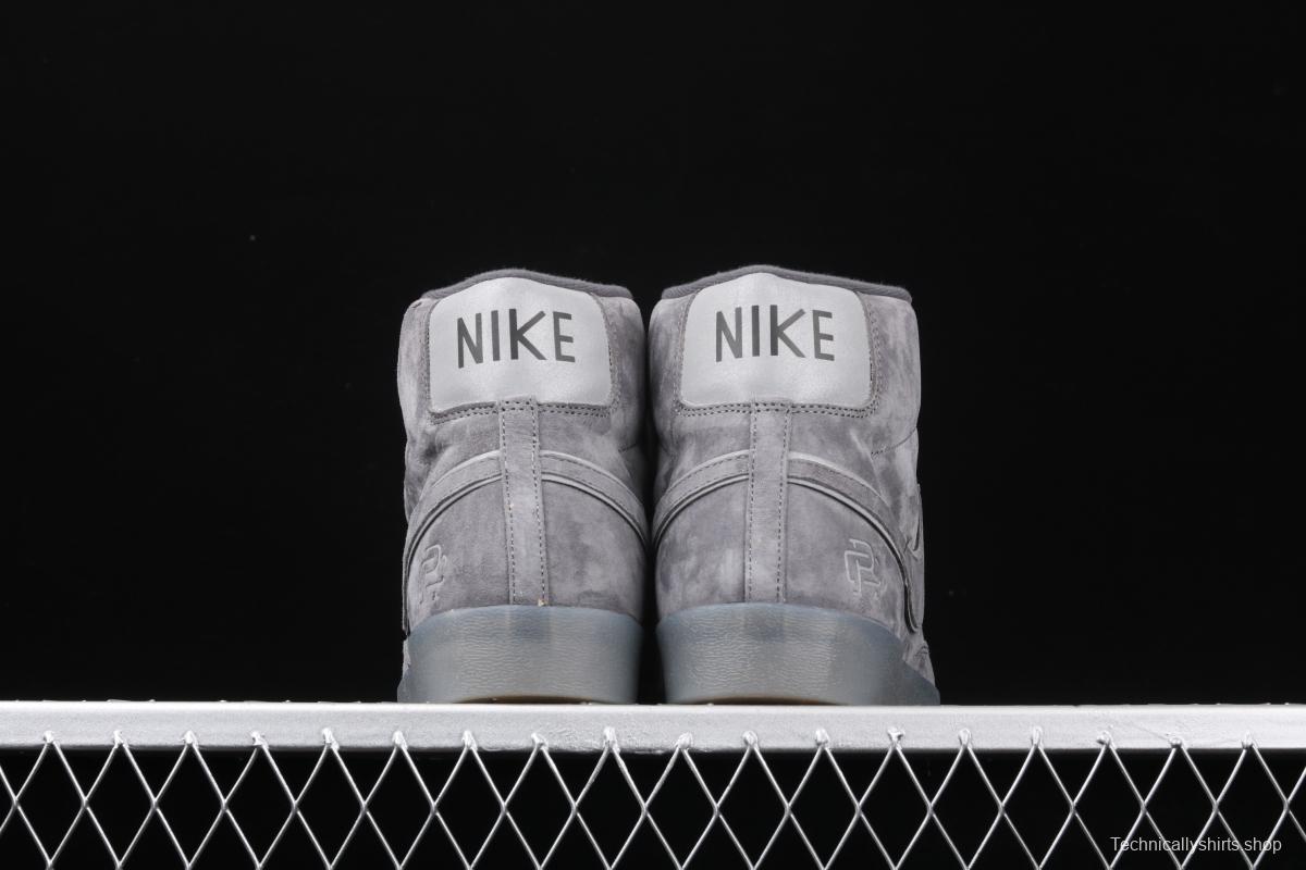 Reigning Champ x NIKE Blazer Mid Retro defending champion joint top suede 3M reflective high upper shoes 371761-900