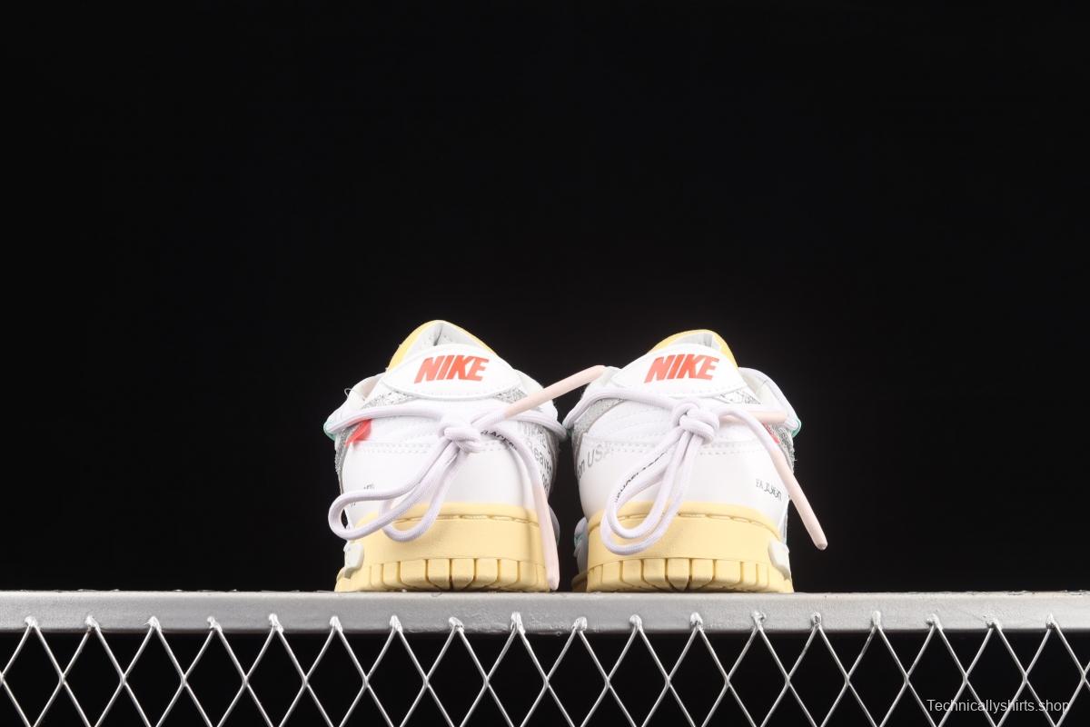 OFF-White x NIKE DUNK Low OW white and gray leisure sports skateboard shoes DM1602-127,