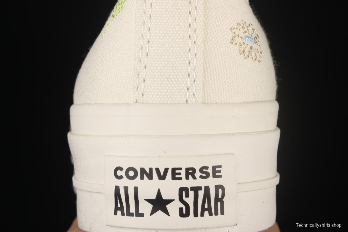 Converse Chuck 70s spring blooming embroidered thick-soled high-top leisure board shoes A01586C