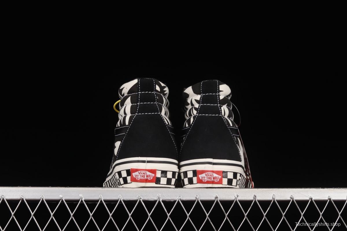 Vans Sk8-Hi Anaheim checkerboard black and white maple leaf print high-top casual shoes VN0A4VHE9Z9