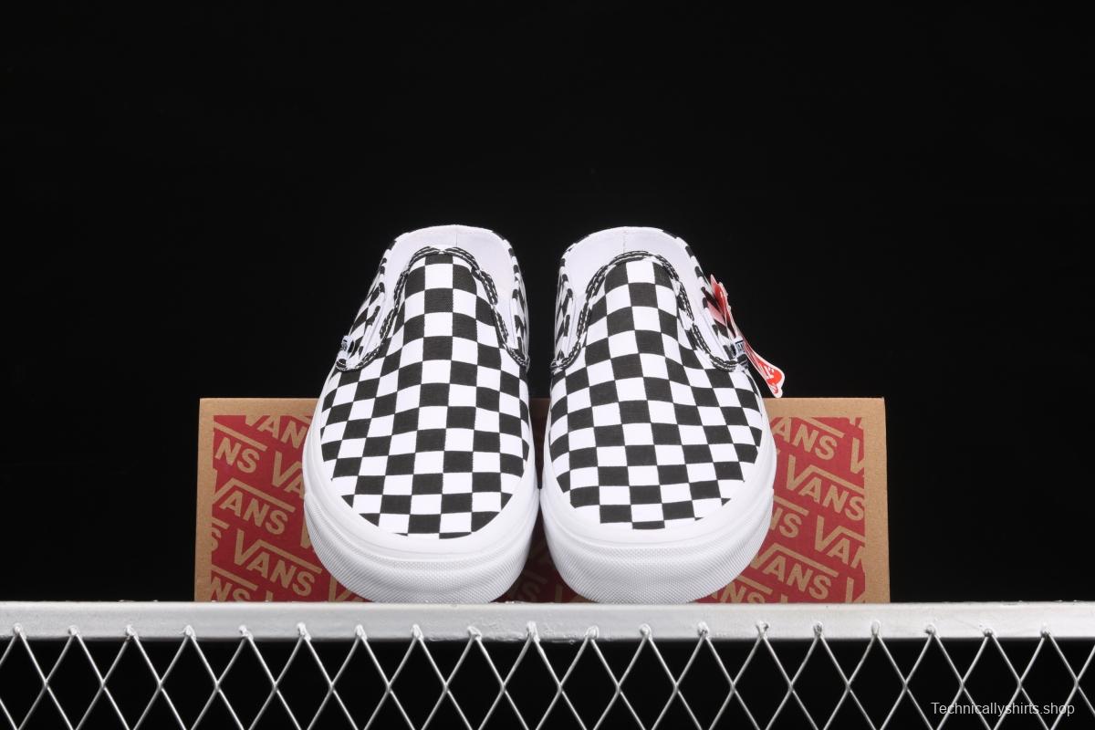 Vans Authentic 2021 summer new Anaheim black and white checkerboard VN0A54F75GULoafers Shoes slacker semi-dragged canvas board shoes