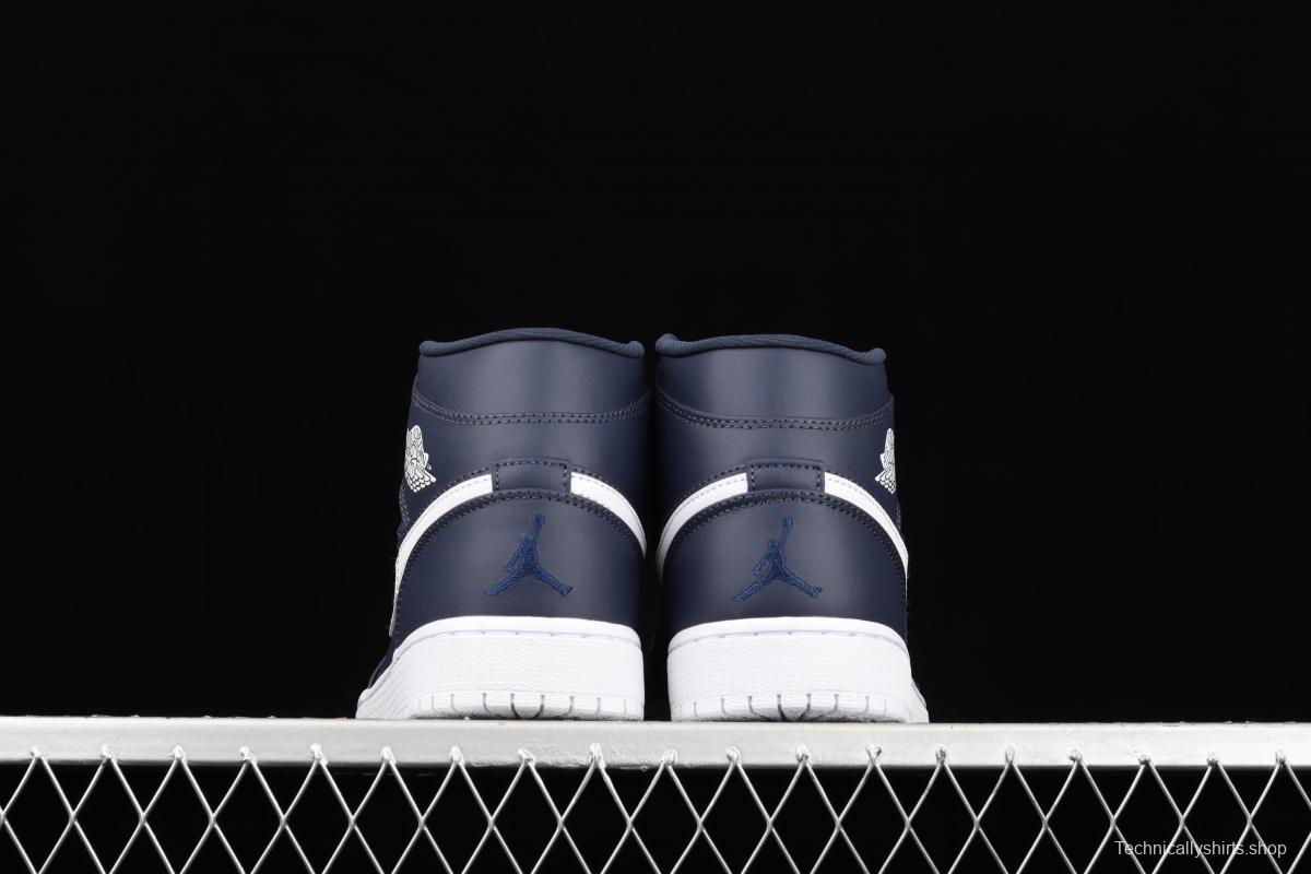 Air Jordan 1 Mid SE dark blue Zhongbang basketball shoes 554724-402