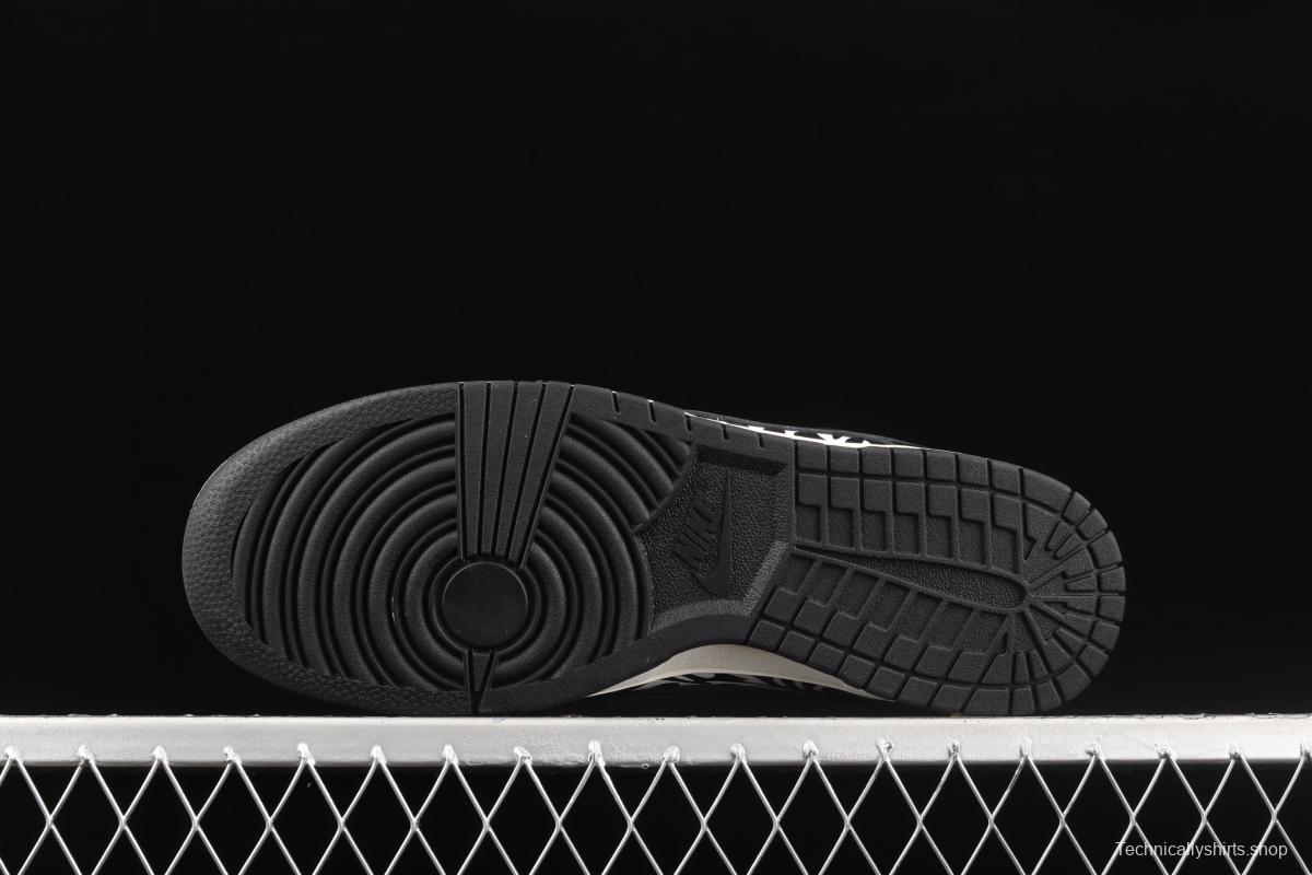 Quartersnacks x NIKE SB DUNK Zebra black and white zebra stripes joint style low-side sports and leisure board shoes DM3510-001