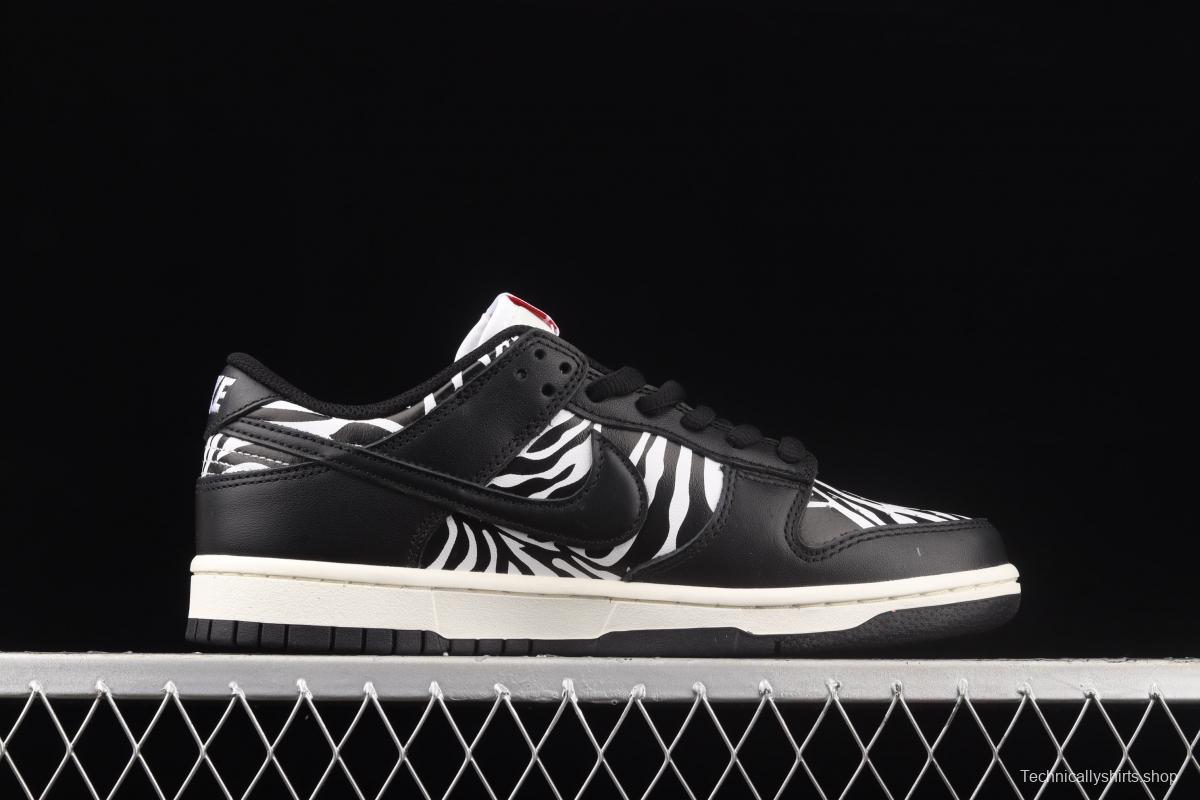 Quartersnacks x NIKE SB DUNK Zebra black and white zebra stripes joint style low-side sports and leisure board shoes DM3510-001