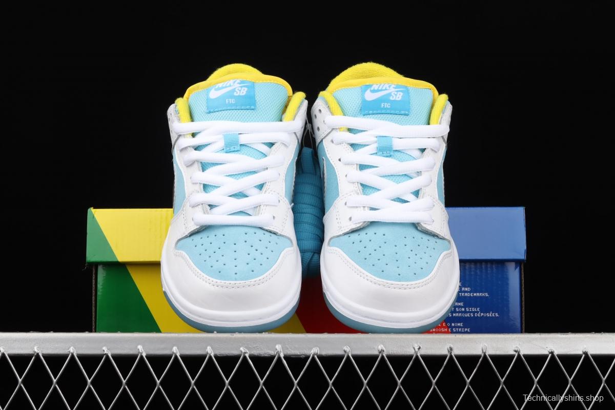 Ftc Skateboarding x NIKE SB DUNK Low Pro QS LAGOON PULSE silver ice blue low-top skateboard shoes DH7687-400