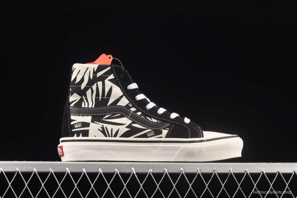 Vans Sk8-Hi 138Decon black and white printed high-top casual board shoes VN0A3MV136K