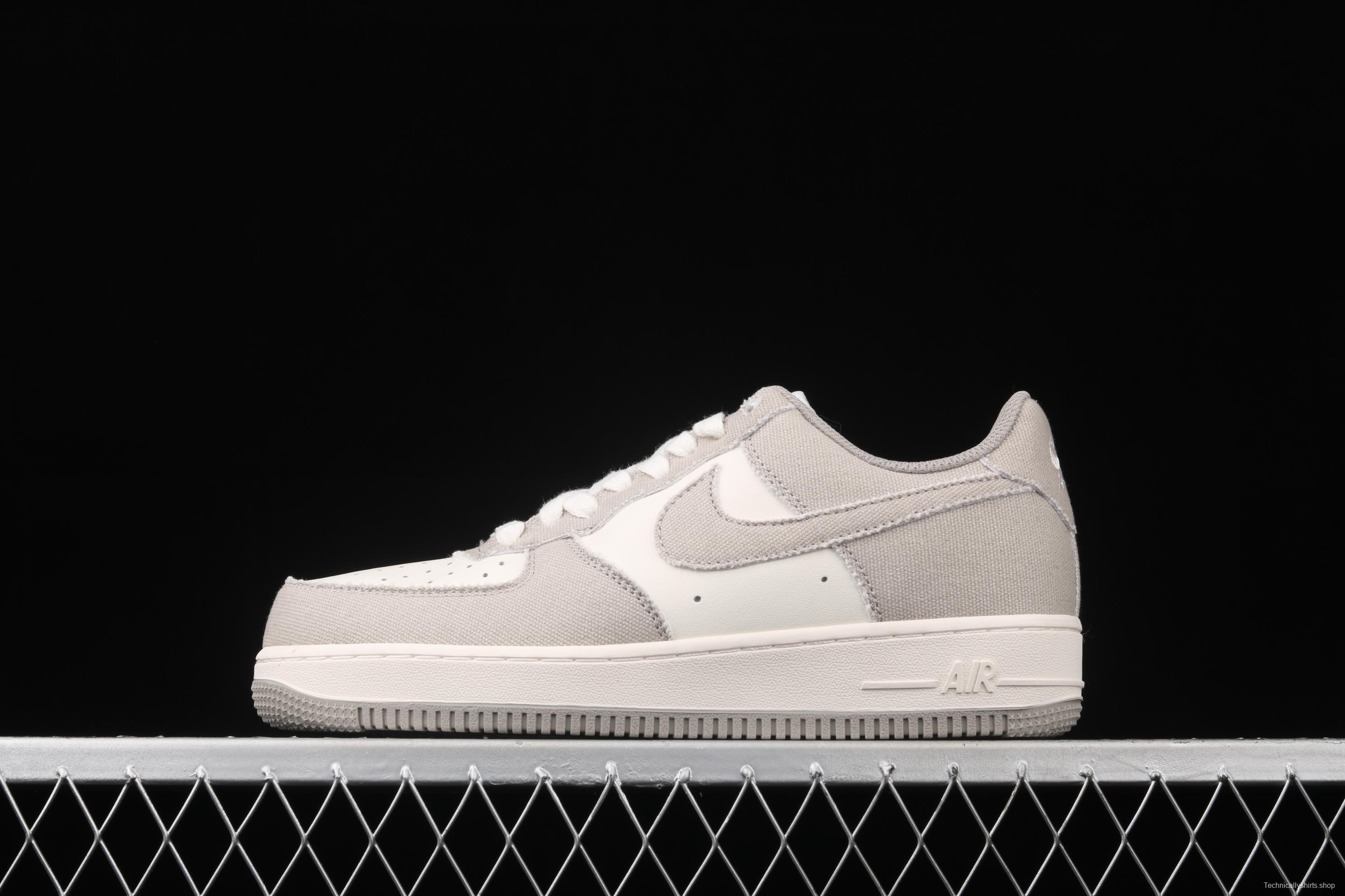 NIKE Air Force 1x07 sail leather spliced low-top casual board shoes BQ5806-228