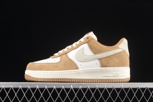 NIKE Air Force 1o07 Low white brown wheat low-top casual board shoes BQ8988-104