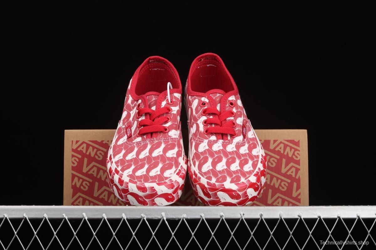 Opening Ceremony x Vans Authentic Yang Chao co-named the same red and white Yin Yang Snake low upper board shoes VN0A348A43Z