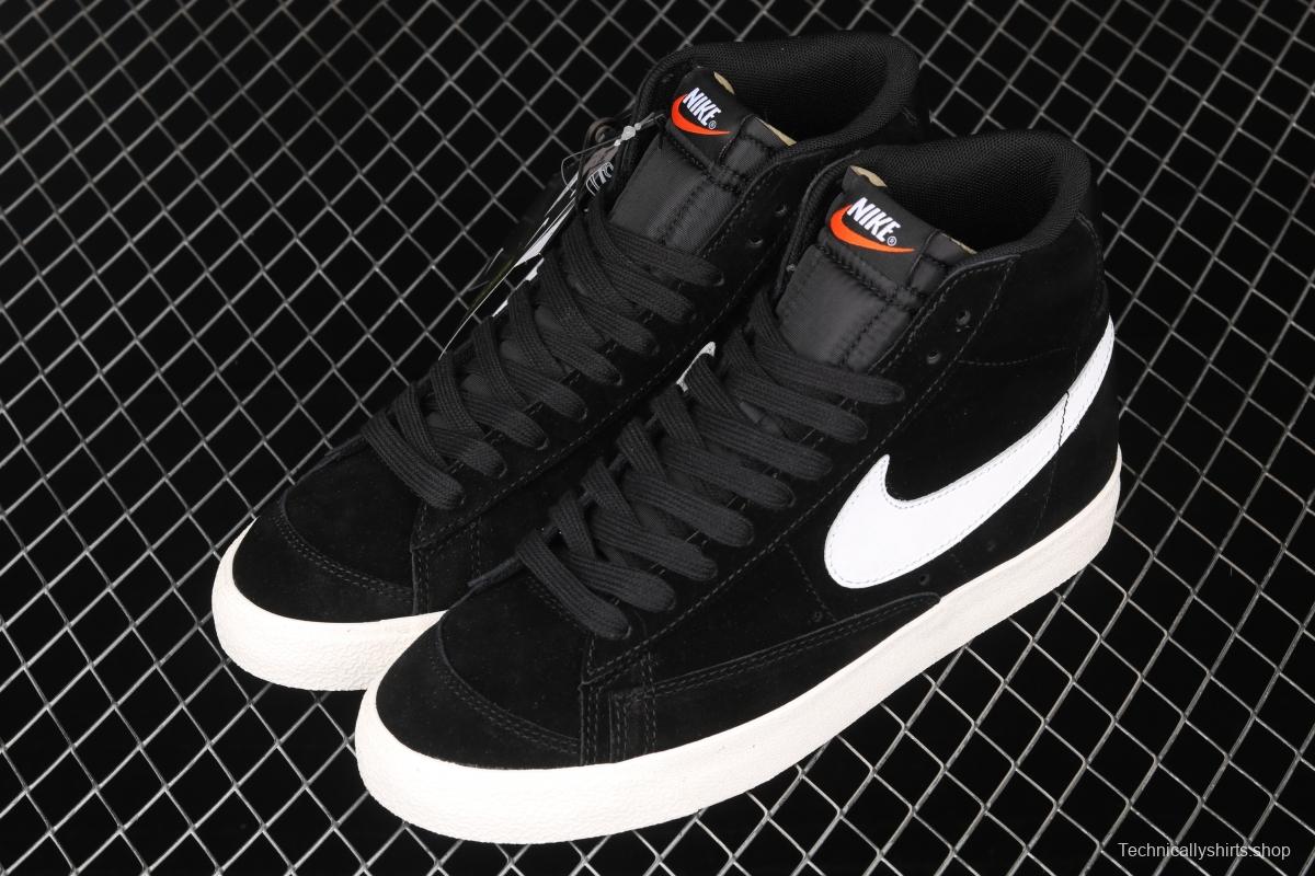 NIKE Blazer Mid'77 Suede Trail Blazers Classic Black and White Gobang Leisure Board shoes CI1172-005