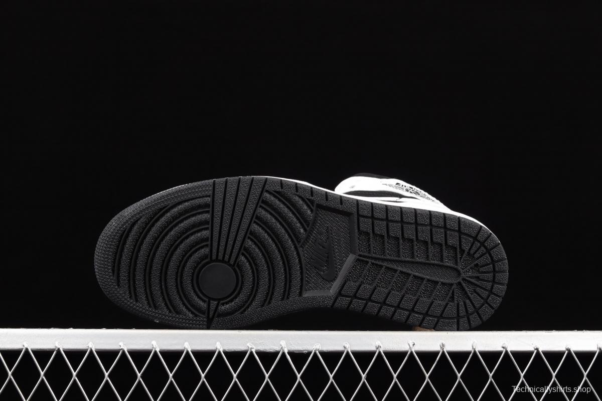 Air Jordan 1 Mid black and white panda basketball shoes 554724-113