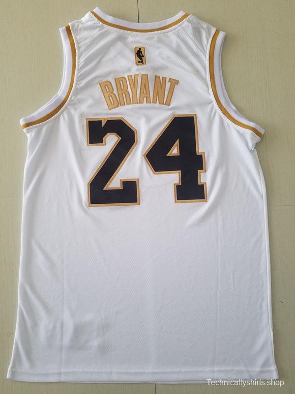 Kobe Bryant 24 White Golden Edition Jersey