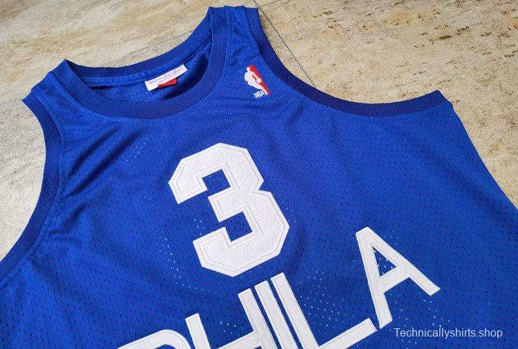 Men's Allen Iverson Blue And Red Retro Classic Team Jersey