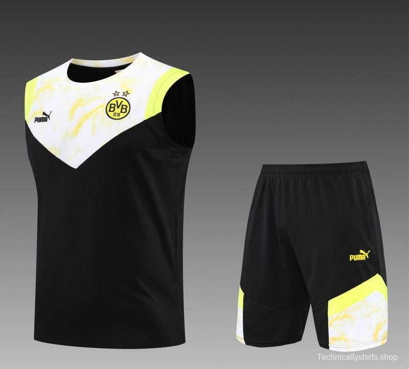 2022 Borussia Dortmund Vest Training Jersey Kit Black And White