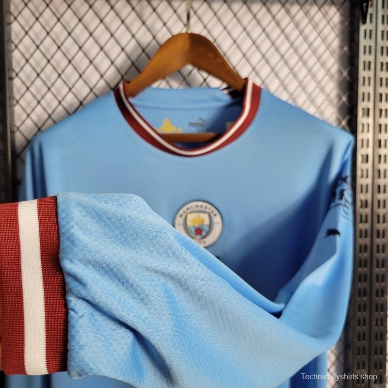 22/23 Manchester City Home Long Sleeve Soccer Jersey