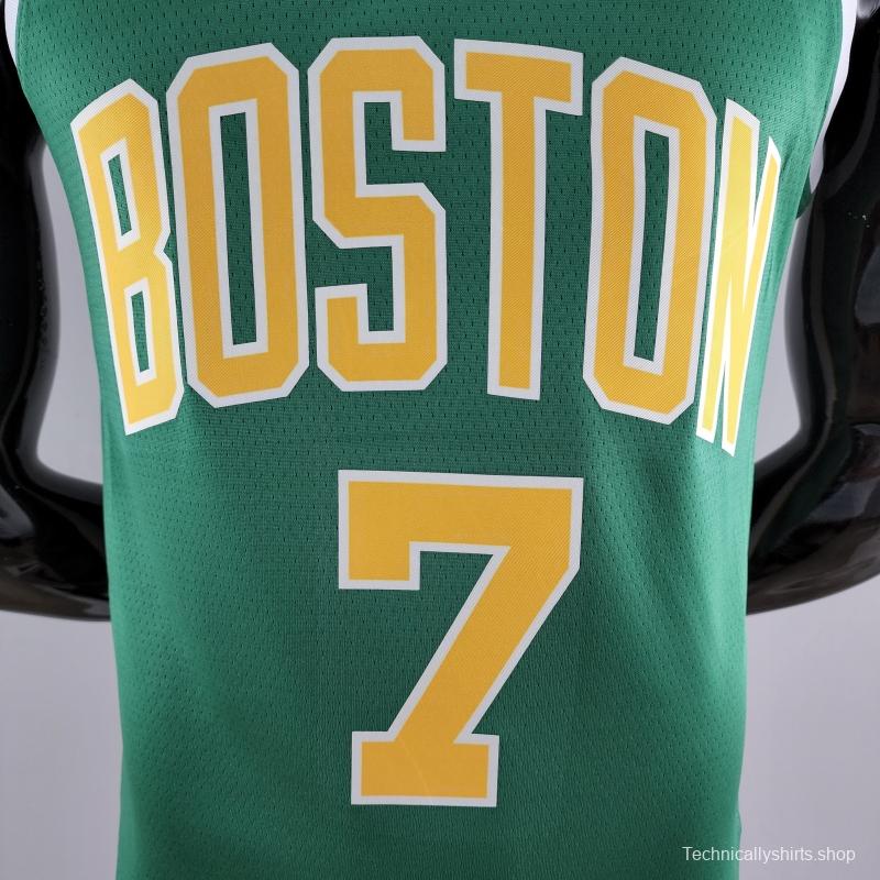 Boston Celtics BROWN#7 Green Gold NBA Jersey