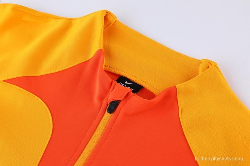 2022 Netherlands Yellow Full Zipper Tracksuit