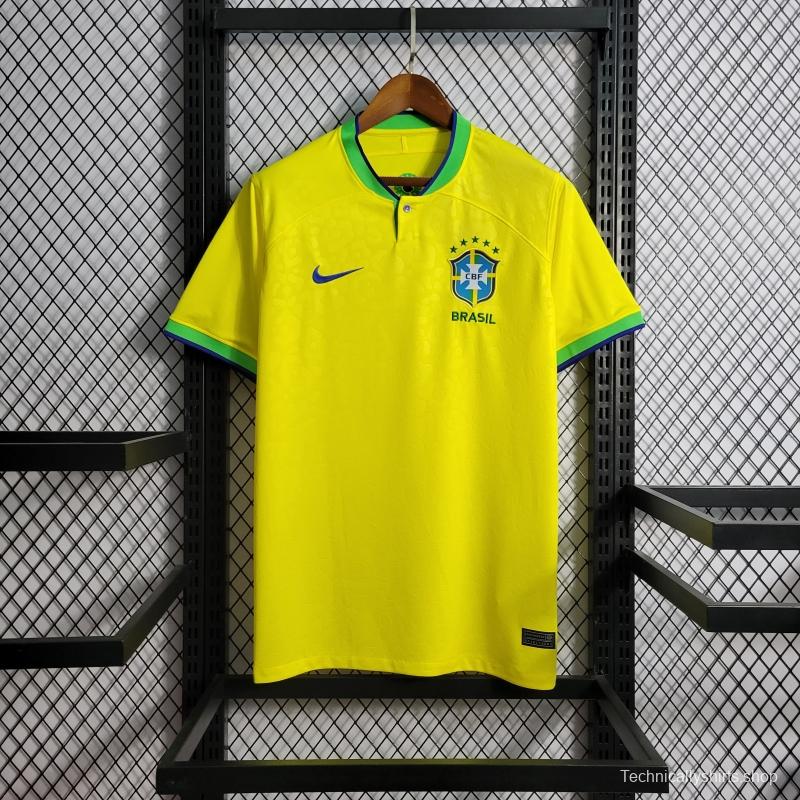 2022 Brazil Home National Team World Cup Soccer Jersey With Special Dragon Namesets