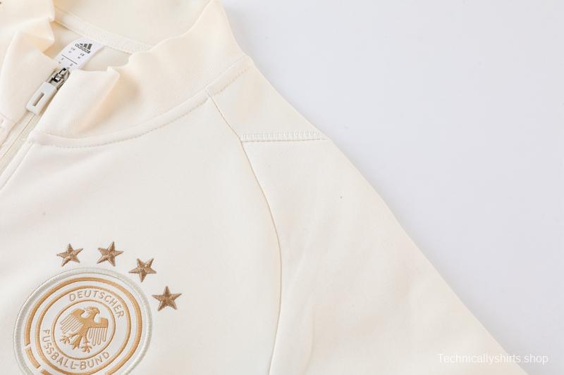 2022 Germany White Full Zipper Tracksuit