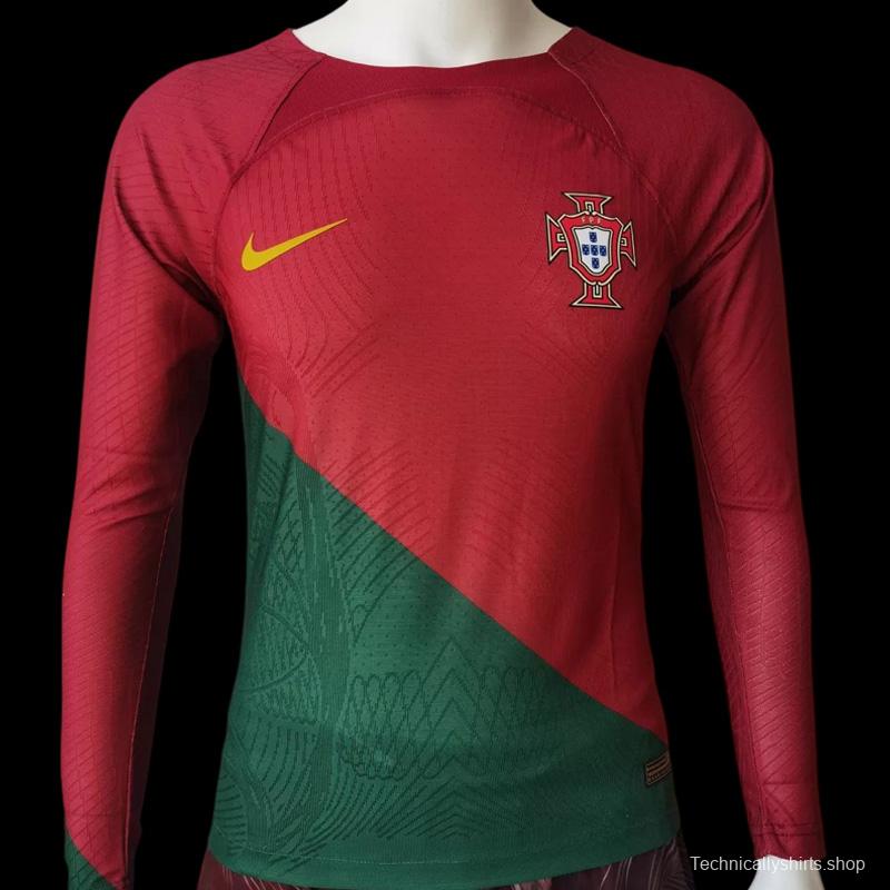 Player Version 2022 Portugal Home Long Sleeve Jersey