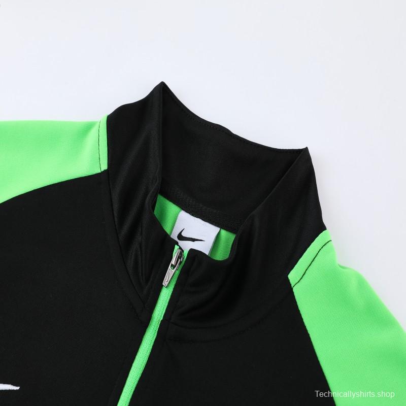 2023 NIKE Black Green Half Zipper Jacket +Pants