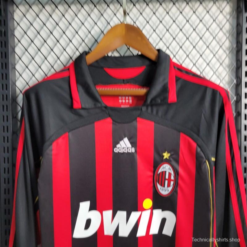 Retro Long Sleeve 2006-07 AC Milan Home Jersey