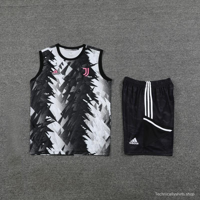 23-24 Juventus Black White Vest Jersey+Shorts