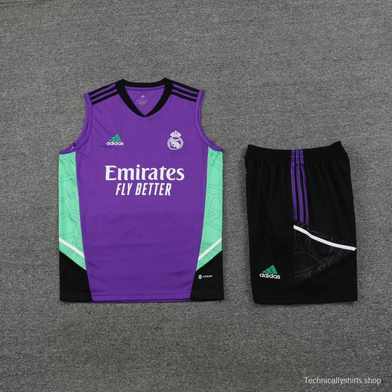 23-24 Real Madrid Purple Vest Jersey+Shorts