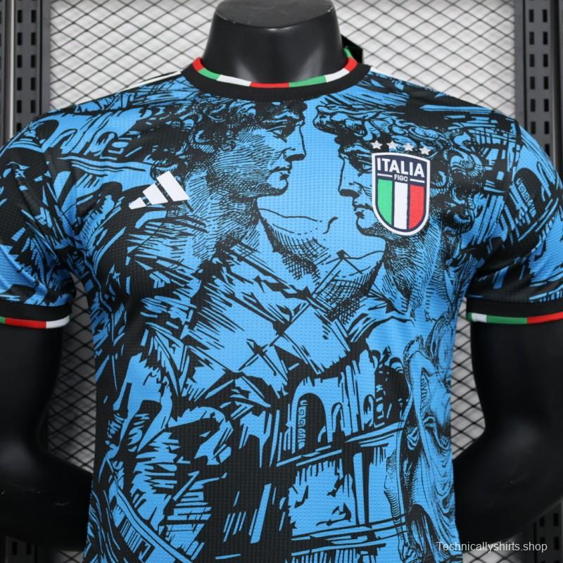 Player Version 2023 Italy Special Blue Black Jersey