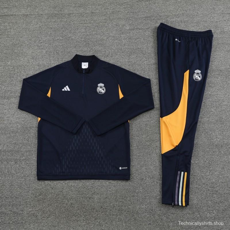 23/24 Real Madrid Navy Half Zipper Jacket+Pants