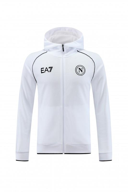 23/24 Napoli White Full Zipper Hoodie Jacket+Pants