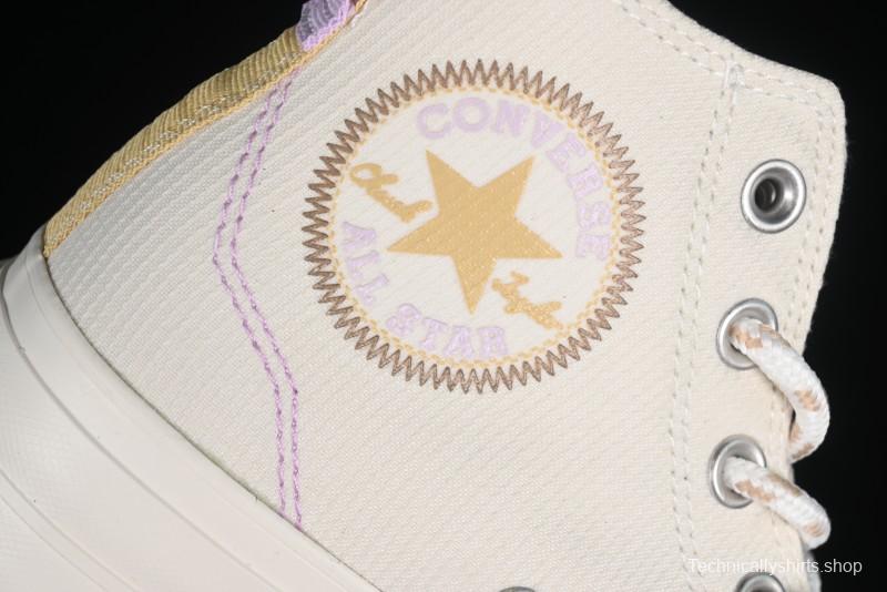 Converse Chuck All Star Lift Platform Utility White High Top Breathable Canvas Casual Shoes - A08767C