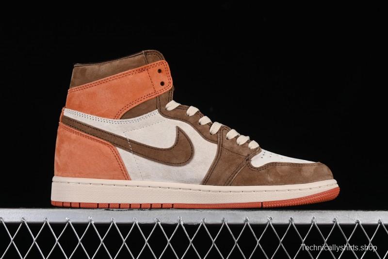 Nike Air Jordan 1 High OG Basketball Shoes in Dusted Clay & Dune Colorway - FQ2941-200