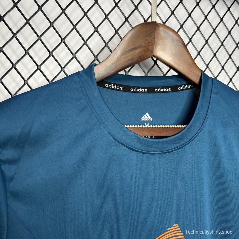 2024 Adidas Blue Cotton T-shirt  #1033