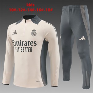 24/25 Kids Real Madrid Khaki Half Zipper Jacket+Long Pants