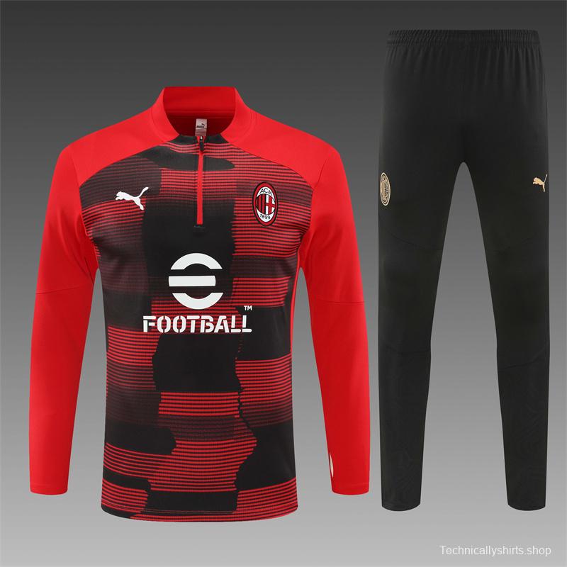 24/25 AC Milan Red Half Zipper Jacket+Long Pants