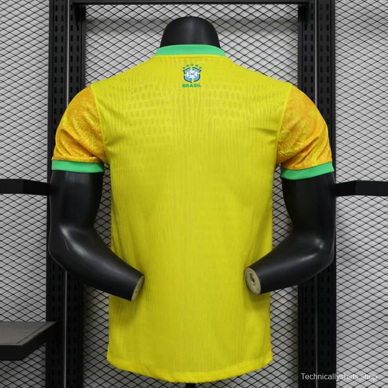 Player Version 2024 Brazil Christ Yellow Goalkeeper Special Jersey