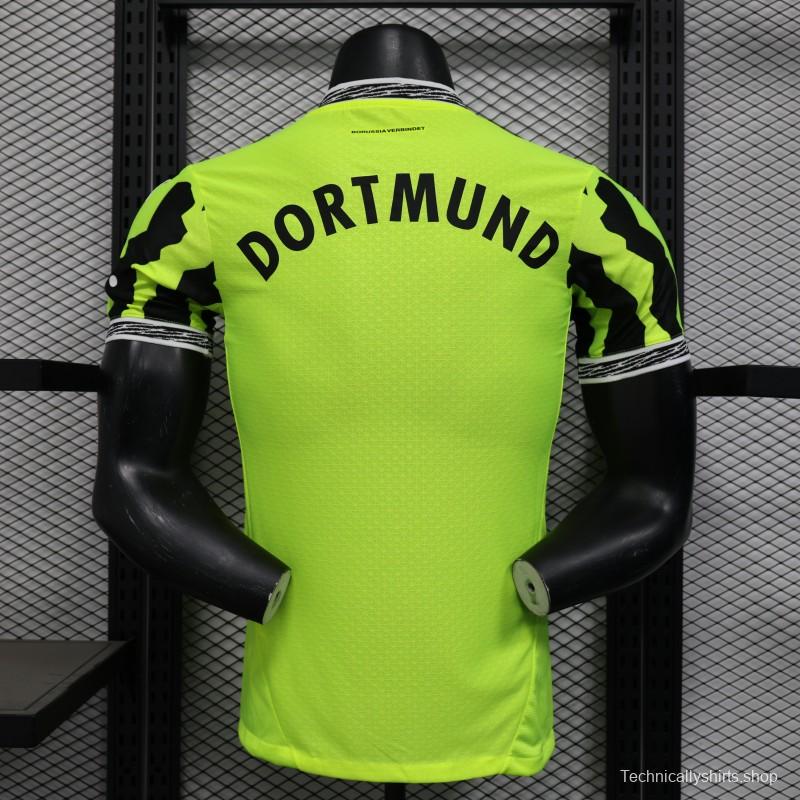 Player Version Borussia Dortmund 25/26 Neon Green Home Jersey with 1&1 Sponsor