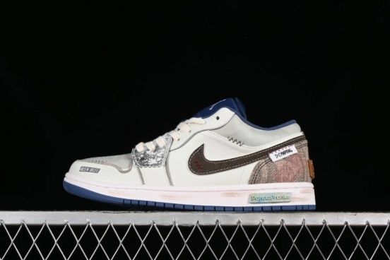 Nike Air Jordan 1 Low AJ1 Retro Basketball Shoes Panda Prank Voyage Theme - 553558-414