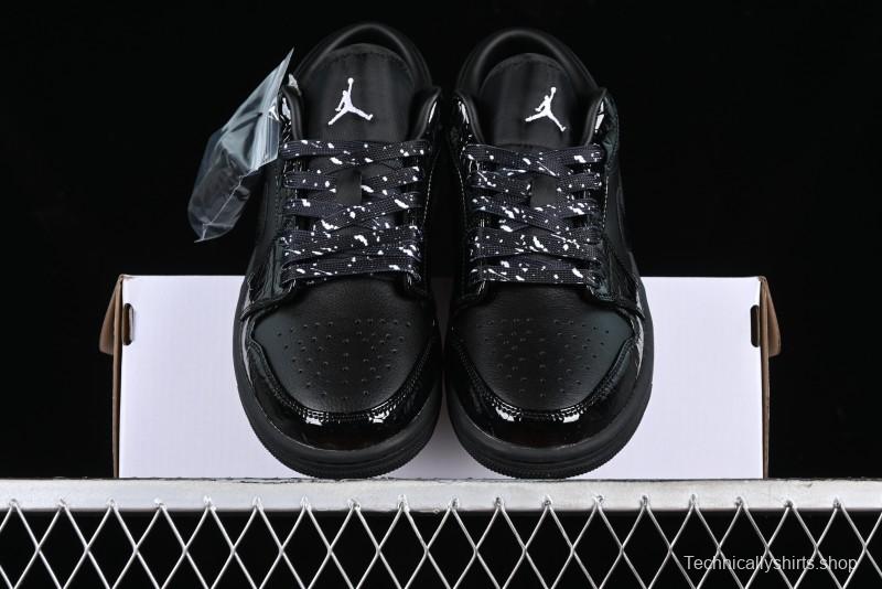 Nike Air Jordan 1 Low "Black Croc" Casual Sneakers with Crocodile-Embossed Leather - HJ7743-010