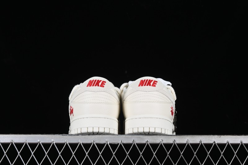 Stussy x Nike SB Dunk Low Anniversary Custom Retro Sneakers with Original S Titanium Accessory - SJ2068-259