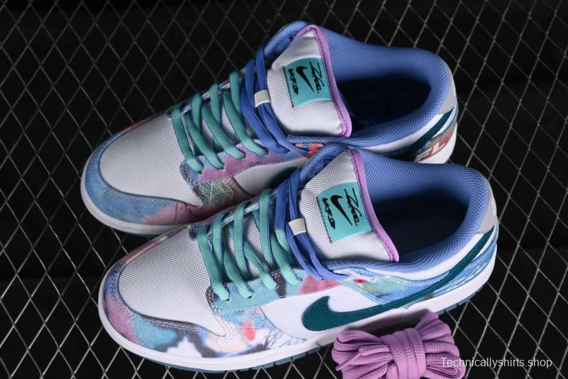 Nike Futura x Dunk Low Pro SB Skate Shoes with Tie-Dye Design - HF6061-400