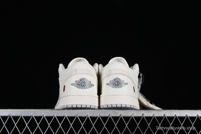 Nike Air Jordan 1 Low BAPE Collaboration - White Grey Basketball Shoes - WG8850-003