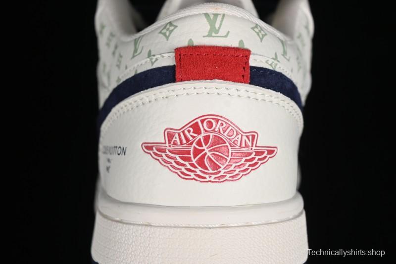 Nike Air Jordan 1 Low LV Collaboration Retro Casual Sneakers in Beige Orange - WG8850-001
