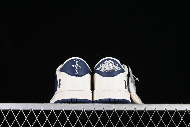 Nike Travis Scott x Fragment Design x Air Jordan 1 Low OG SP AJ1 LV Collaboration Light Blue Violent Bear Low-top Casual Sneakers - SJ2068-100