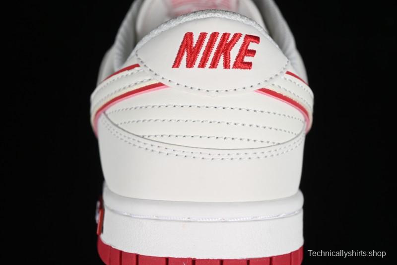 Nike SB Dunk Low Supreme Collaboration - Beige Red Mini Swoosh Anniversary Custom Low-Top Casual Skate Shoes - DJ2024-004