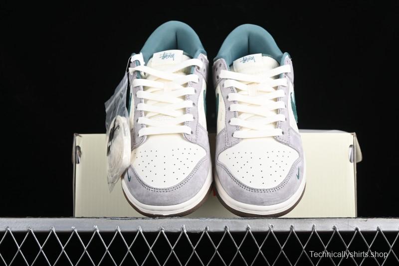 Nike SB Dunk Low Stussy Collaboration - Grey Green Pig Anniversary High-End Custom Low-Top Casual Skate Shoes - CF3688-007